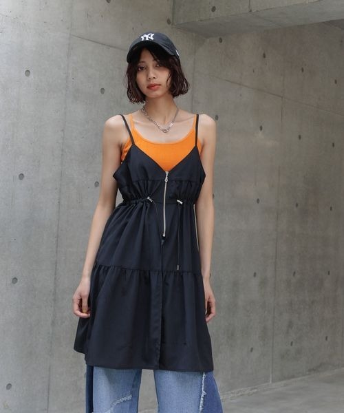 【未使用】メルシーボークー⭐️お耳付き チュニック ワンピース 1 フリーサイズ ジーラ GeeRA サイドプリーツチュニックワンピース （ブラック