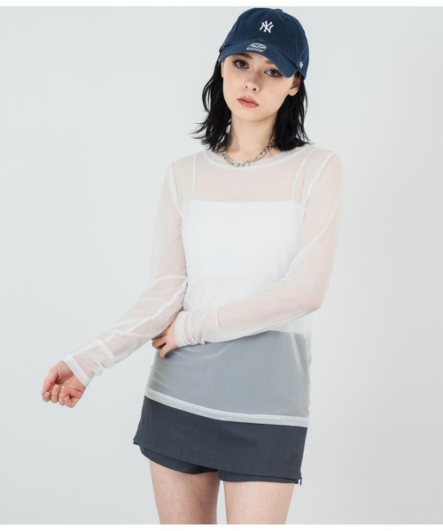ANAP(アナップ)の「パワーメッシュ クルーネックロンT(Tシャツ/カットソー・レディース・ブラック/ホワイト・FREE)」の1枚目の写真