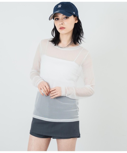 ANAP(アナップ)の「パワーメッシュ クルーネックロンT(Tシャツ/カットソー・レディース・ブラック/ホワイト・FREE)」の9枚目の写真