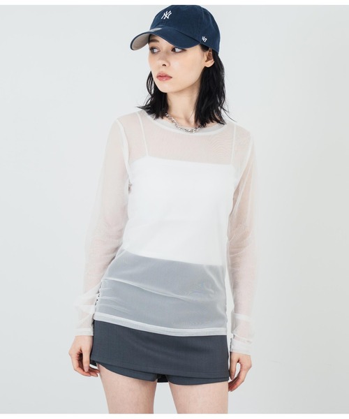 ANAP(アナップ)の「パワーメッシュ クルーネックロンT(Tシャツ/カットソー・レディース・ブラック/ホワイト・FREE)」の8枚目の写真