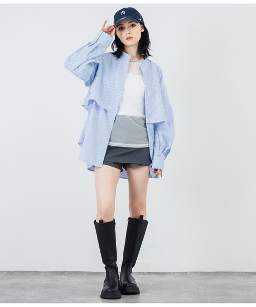ANAP(アナップ)の「パワーメッシュ クルーネックロンT(Tシャツ/カットソー・レディース・ブラック/ホワイト・FREE)」の7枚目の写真