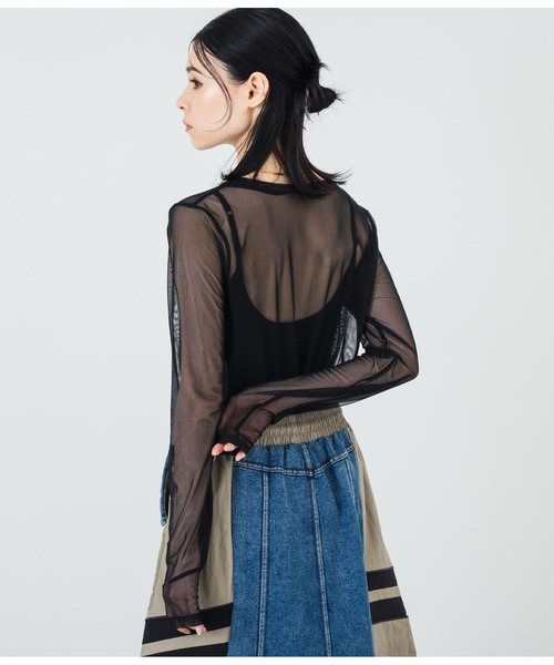 ANAP(アナップ)の「パワーメッシュ クルーネックロンT(Tシャツ/カットソー・レディース・ブラック/ホワイト・FREE)」の19枚目の写真