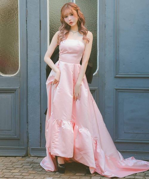 Tika(ティカ)の「キャバドレス ロング フレア バックリボンベアゴージャス Aラインバースデーフリルテールドレス(ドレス・レディース・ピンク・LARGE/MEDIUM/SMALL)」の6枚目の写真