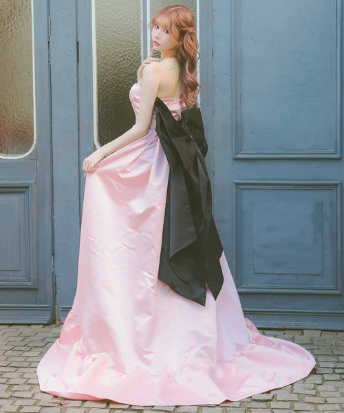 Tika(ティカ)の「キャバドレス ロング フレア バックリボンベアゴージャス Aラインバースデーフリルテールドレス(ドレス・レディース・ピンク・LARGE/MEDIUM/SMALL)」の8枚目の写真
