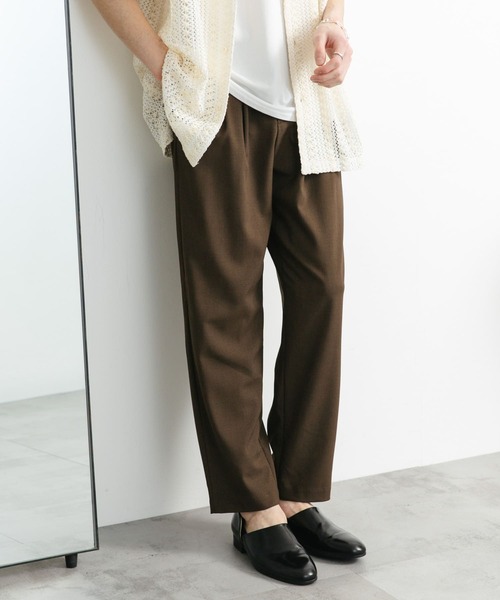 SENSE OF PLACE by URBAN RESEARCH（センスオブプレイスバイアーバンリサーチ）の「ダブルタックテーパードパンツ（その他パンツ・メンズ・ブラック/ライトベージュ/チャコールグレー/ブラウン・SMALL/MEDIUM/LARGE）」の16枚目の写真