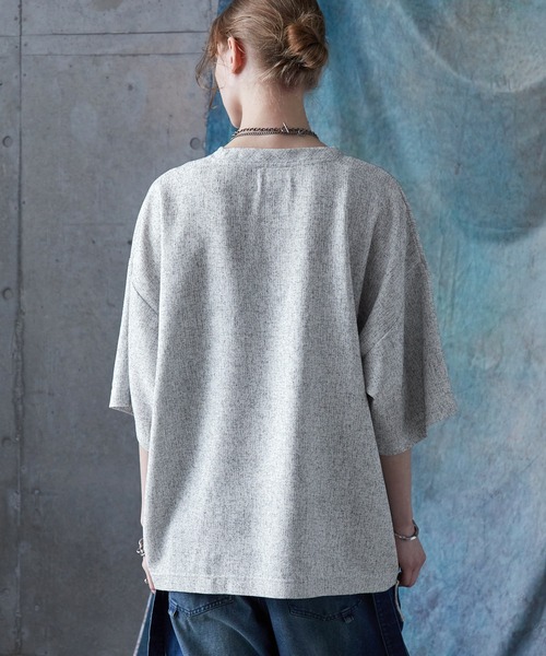 SERACE（セラス）の「【SERACE】Loose silhouette side zip tweed short sleeve t-shirt / ルーズシルエットサイドジップツイード半袖Tシャツ（Tシャツ/カットソー・メンズ・ブラック/ホワイト・S/M/L）」の17枚目の写真