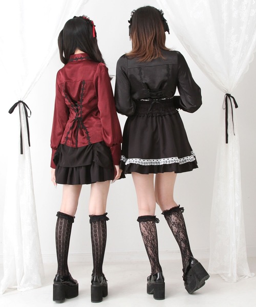 DearMyLove（ディアマイラブ）の「ゴシック風バラレースフリルブラウス（シャツ/ブラウス・レディース・ブラック/ボルドー/パープル・MEDIUM/LARGE/LL/3L）」の5枚目の写真