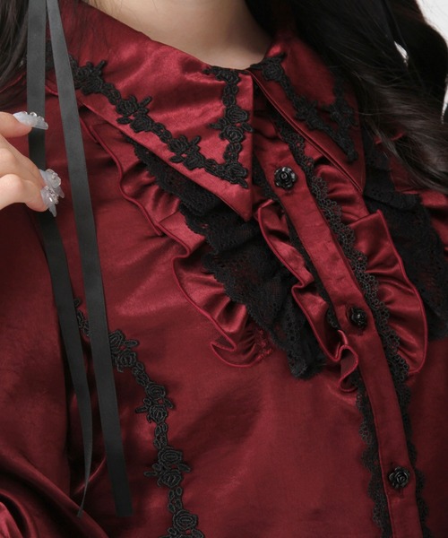 DearMyLove（ディアマイラブ）の「ゴシック風バラレースフリルブラウス（シャツ/ブラウス・レディース・ブラック/ボルドー/パープル・MEDIUM/LARGE/LL/3L）」の11枚目の写真