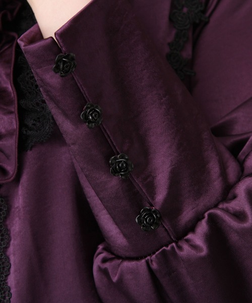 DearMyLove（ディアマイラブ）の「ゴシック風バラレースフリルブラウス（シャツ/ブラウス・レディース・ブラック/ボルドー/パープル・MEDIUM/LARGE/LL/3L）」の16枚目の写真