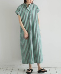 NOMBRE IMPAIR | ストライプーシャンブレー　スキッパーワンピース(ワンピース)