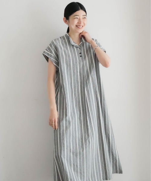 ストライプーシャンブレー スキッパーワンピース | NOMBRE IMPAIR