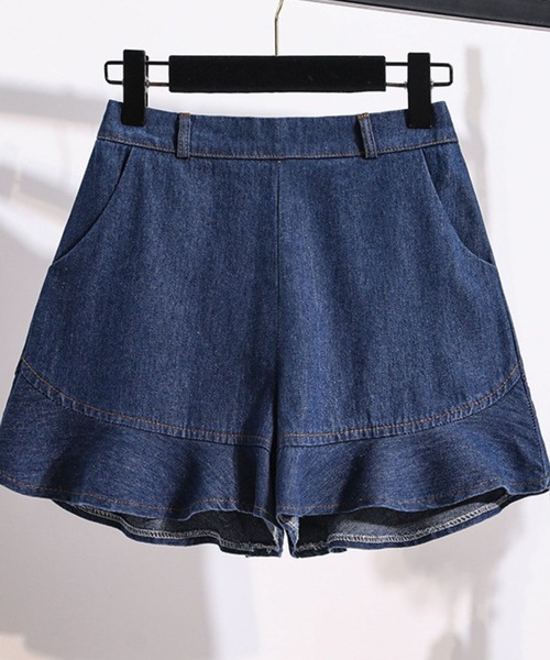 SPIGA(スピーガ)の「裾ペプラムキュロット(デニムパンツ・レディース・ネイビー/ブルー・SMALL/MEDIUM/LARGE)」の2枚目の写真