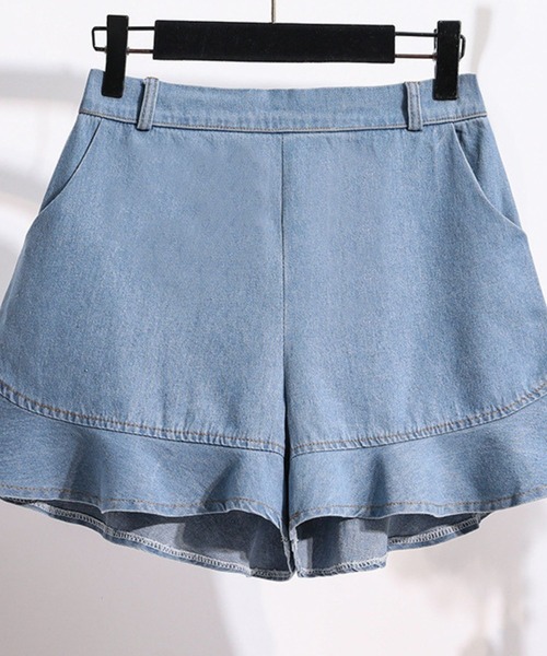 SPIGA(スピーガ)の「裾ペプラムキュロット(デニムパンツ・レディース・ネイビー/ブルー・SMALL/MEDIUM/LARGE)」の3枚目の写真