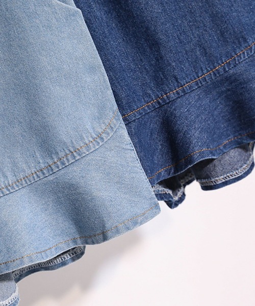 SPIGA(スピーガ)の「裾ペプラムキュロット(デニムパンツ・レディース・ネイビー/ブルー・SMALL/MEDIUM/LARGE)」の7枚目の写真