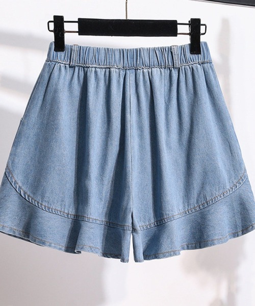 SPIGA(スピーガ)の「裾ペプラムキュロット(デニムパンツ・レディース・ネイビー/ブルー・SMALL/MEDIUM/LARGE)」の4枚目の写真
