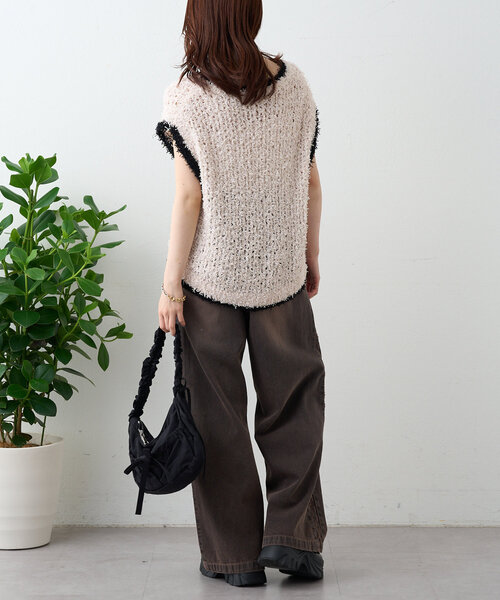 w closet（ダブルクローゼット）の「【2サイズ展開】サイドラインジャガードデニムパンツ（デニムパンツ・レディース・ブルー/ブラウン・0/1）」の13枚目の写真