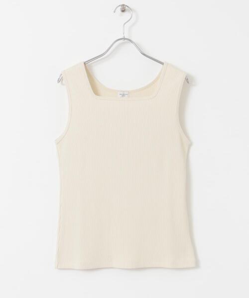 URBAN RESEARCH DOORS(アーバンリサーチドアーズ)の「針抜きテレコスクエアタンクトップ(タンクトップ・レディース・アイボリー/ブラック/ベージュ・MEDIUM)」の4枚目の写真