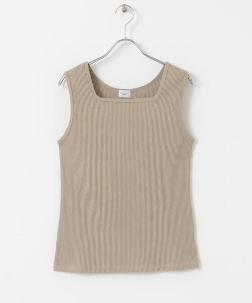 URBAN RESEARCH DOORS(アーバンリサーチドアーズ)の「針抜きテレコスクエアタンクトップ(タンクトップ・レディース・アイボリー/ブラック/ベージュ・MEDIUM)」の8枚目の写真