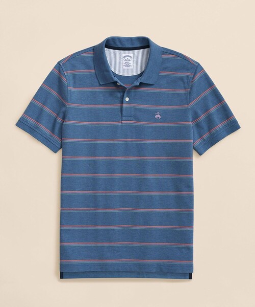 BROOKS BROTHERS(ブルックスブラザーズ)の「スーピマコットンストレッチ ピケ GFロゴ トリプルストライプ ポロシャツ Slim Fit(ポロシャツ・メンズ・グリーン/ホワイト/ブルー・MEDIUM/X-LARGE/LARGE/SMALL/X-SMALL)」の3枚目の写真