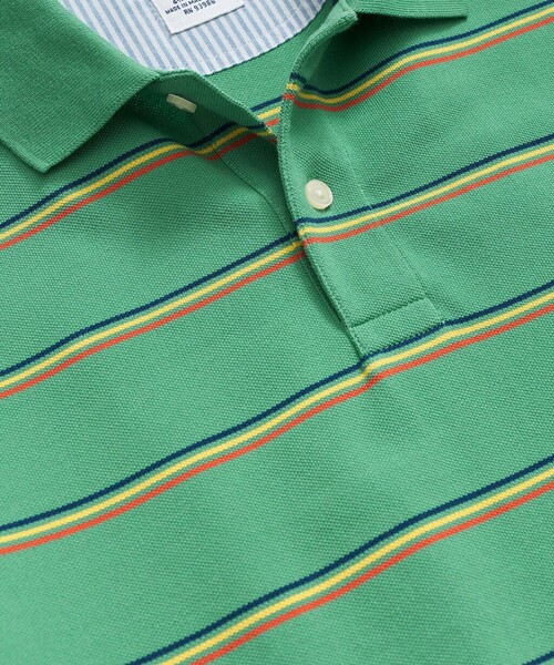 BROOKS BROTHERS(ブルックスブラザーズ)の「スーピマコットンストレッチ ピケ GFロゴ トリプルストライプ ポロシャツ Slim Fit(ポロシャツ・メンズ・グリーン/ホワイト/ブルー・MEDIUM/X-LARGE/LARGE/SMALL/X-SMALL)」の6枚目の写真