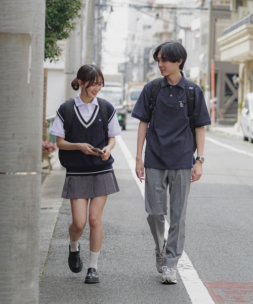 GLOBAL WORK（グローバルワーク）の「カレッジ刺繍ポロシャツ/AND YUA ANY/452258（ポロシャツ・キッズ・ネイビー/チャコール/オフホワイト・FREE）」の18枚目の写真