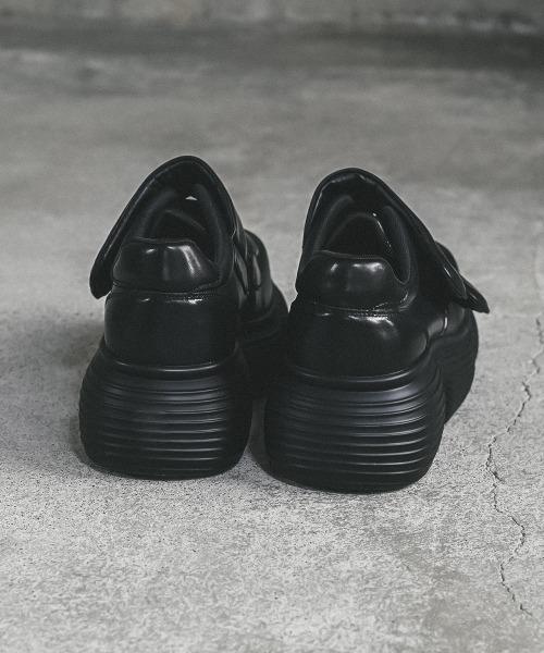 セール】Synthetic Leather Velcro Platform Loafers / 合成皮革