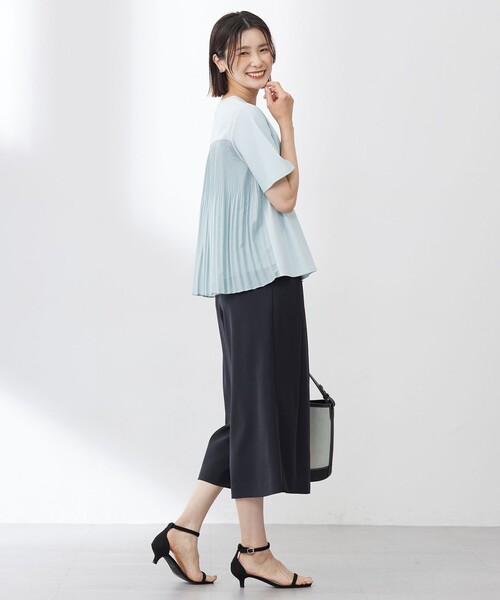 【洗える】コットンスムース バック プリーツ カットソー 洗える】コットンスムース バック プリーツ カットソー（Tシャツ