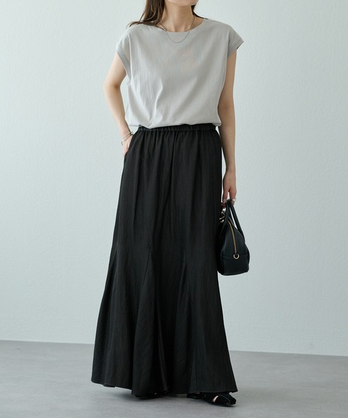 PUAL CE CIN（ピュアルセシン）の「汗シミ防止ワンポイントロゴフレンチスリーブTシャツ（Tシャツ/カットソー・レディース・ブラック/グレイッシュベージュ/オフホワイト/ブラック系その他・FREE）」の17枚目の写真