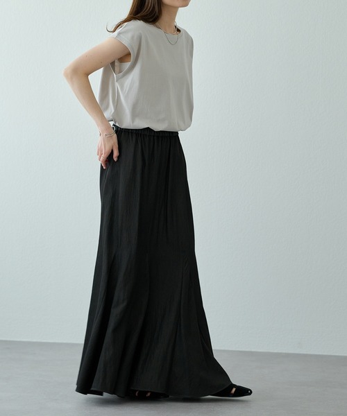 PUAL CE CIN（ピュアルセシン）の「汗シミ防止ワンポイントロゴフレンチスリーブTシャツ（Tシャツ/カットソー・レディース・ブラック/グレイッシュベージュ/オフホワイト/ブラック系その他・FREE）」の18枚目の写真