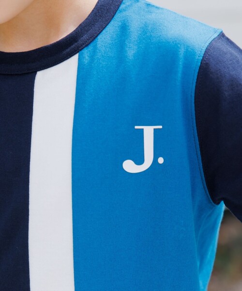 セール】【100-130cm】50/2 トリコストライプ 切替Tシャツ（T