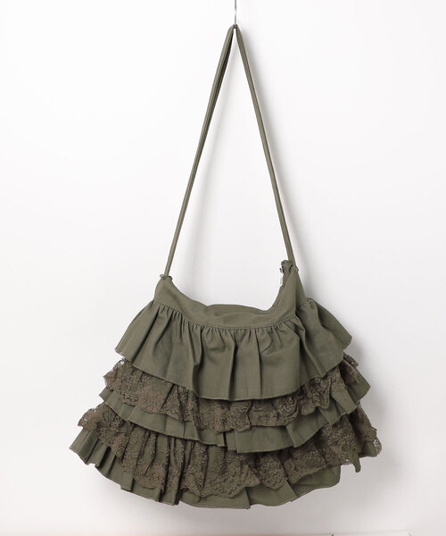 SPINNS（スピンズ）の「ショルダーバッグ/3段レース/NEO森ガール（ショルダーバッグ・レディース・カーキ・ONESIZE）」の5枚目の写真