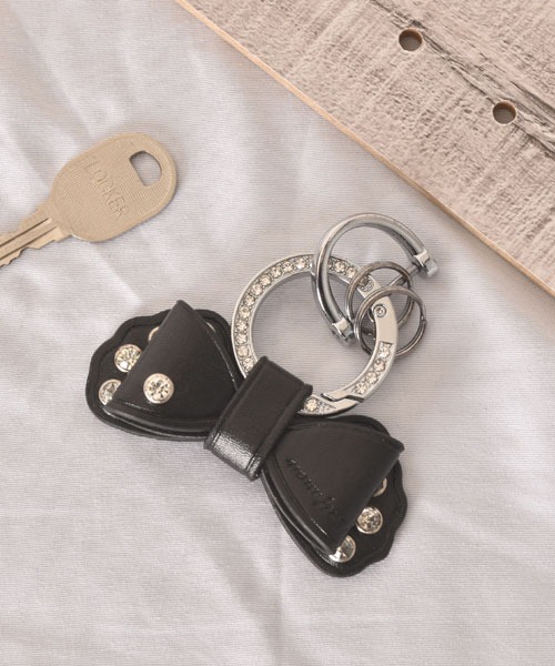 TONE SELECT GOODS（トーンセレクトグッズ）の「【float】リボン シルバーリング ラインストーン キーリング/キーケース【6色展開】（キーケース/キーアクセサリー・レディース・モスグリーン/ブルーグレー/オフホワイト/レッド/ブラック/ライトピンク・FREE）」の10枚目の写真