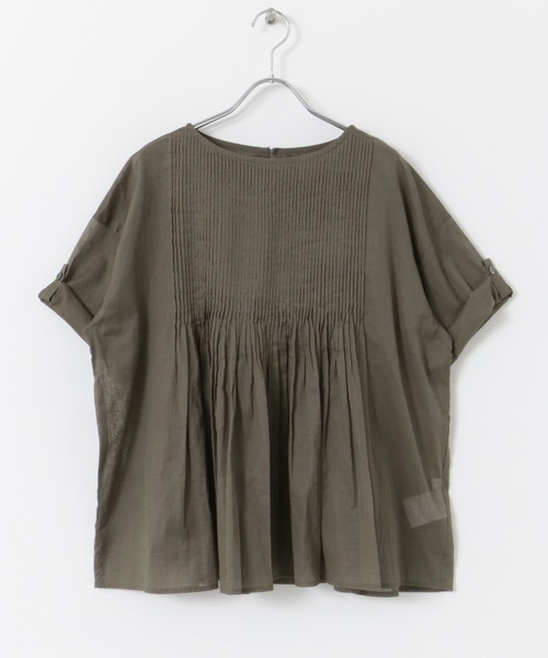 URBAN RESEARCH DOORS（アーバンリサーチドアーズ）の「『UR TECH』ボイルピンタックブラウス（シャツ/ブラウス・レディース・ブラック/オフホワイト/ライトカーキ・MEDIUM）」の10枚目の写真