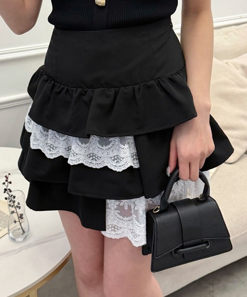 GLOWNY 関税込 ルル ラッフル ミニスカート ☆GLOWNY☆GIRLFRIEND RUFFLE MINI SKIRT☆送料・関税込