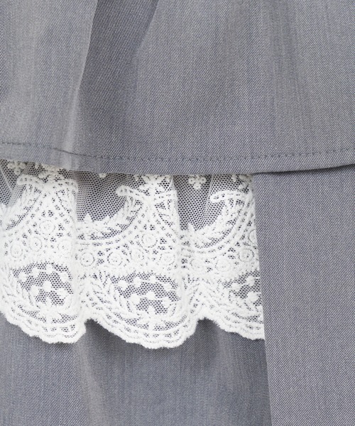 ROYAL PARTY（ロイヤルパーティー）の「レースレイヤードラッフルミニスカート（スカート・レディース・グレー/ブラック/ベージュ・FREE）」の22枚目の写真