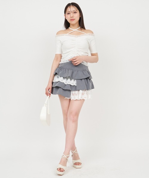 【関税込み】Meryll Rogge パープル ラッフル ミニスカート Meryll Roggeのパープル ラッフル ミニスカートがセール中