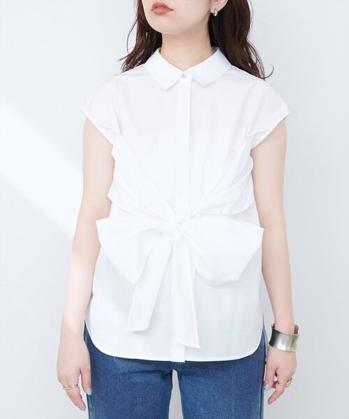 natural couture（ナチュラルクチュール）の「【WEB限定】フロントクロス2WAYシャツブラウス（シャツ/ブラウス・レディース・ネイビー/オフホワイト/ミント/ブルー系その他・FREE）」の16枚目の写真