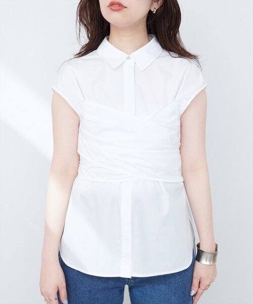 natural couture（ナチュラルクチュール）の「【WEB限定】フロントクロス2WAYシャツブラウス（シャツ/ブラウス・レディース・ネイビー/オフホワイト/ミント/ブルー系その他・FREE）」の13枚目の写真