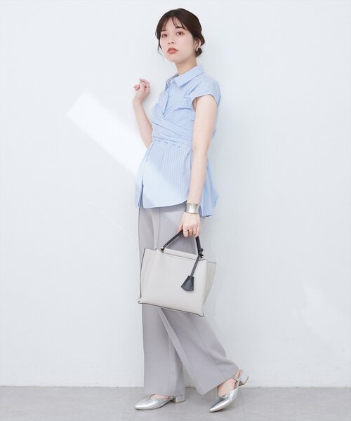 natural couture（ナチュラルクチュール）の「【WEB限定】フロントクロス2WAYシャツブラウス（シャツ/ブラウス・レディース・ネイビー/オフホワイト/ミント/ブルー系その他・FREE）」の18枚目の写真