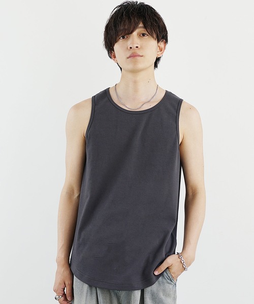 MinoriTY(マイノリティ)の「【MinoriTY】プレミアムコットンインナー専用タンクトップ メンズ ラウンドセミロング(タンクトップ・メンズ・ブラック/ホワイト・L/M/S)」の3枚目の写真