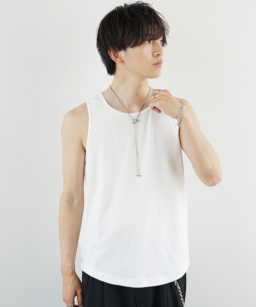 MinoriTY(マイノリティ)の「【MinoriTY】プレミアムコットンインナー専用タンクトップ メンズ ラウンドセミロング(タンクトップ・メンズ・ブラック/ホワイト・L/M/S)」の6枚目の写真