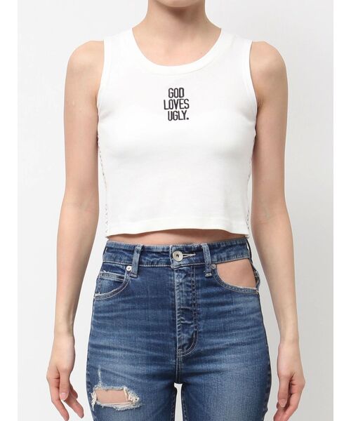 GYDA（ジェイダ）の「GOD LOVES UGLYサイドレースタンクトップ（タンクトップ・レディース・オフホワイト/ブラック/ライム・FREE）」の14枚目の写真