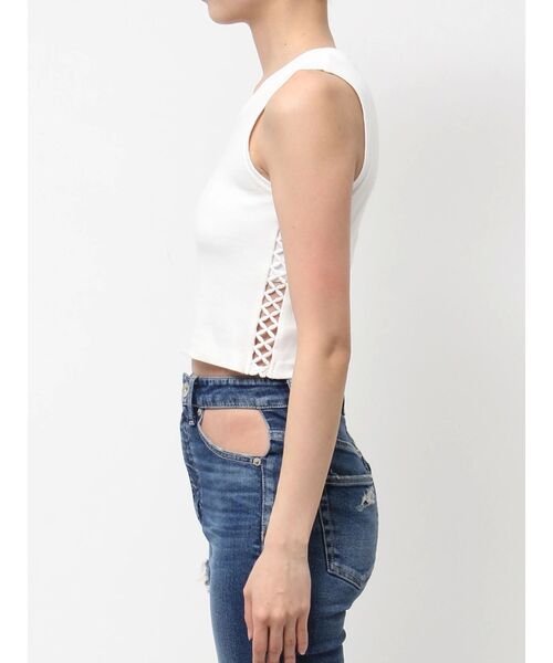 GYDA（ジェイダ）の「GOD LOVES UGLYサイドレースタンクトップ（タンクトップ・レディース・オフホワイト/ブラック/ライム・FREE）」の13枚目の写真