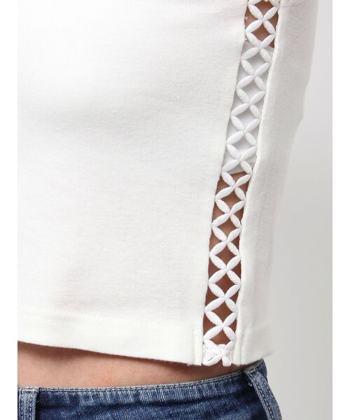 GYDA（ジェイダ）の「GOD LOVES UGLYサイドレースタンクトップ（タンクトップ・レディース・オフホワイト/ブラック/ライム・FREE）」の9枚目の写真