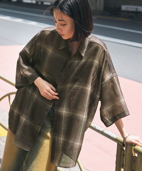 ★マカフィー★グラデーションチェックバンドカラーシャツ 楽天市場】シャツ バンドカラーシャツ チェックシャツ メンズ 秋