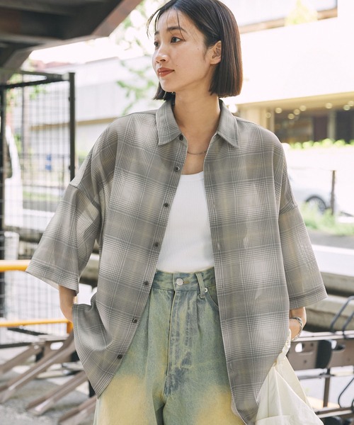 ヴィンテージライク グラデーション メッシュレギュラーカラー半袖