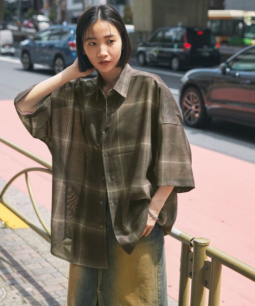 【美品】レザレクション グラデーション半袖モックネックシャツ 超美品 レザレクション モックネック 半袖シャツ カットソー