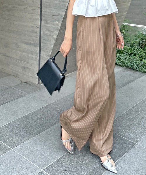 ABYS（アビス）の「【新色追加】レイヤード風ストライプパンツ（スラックス・レディース・ベージュ/ブラック/ブルー/ライトグレー・MEDIUM/LARGE）」の20枚目の写真