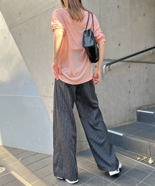 ABYS（アビス）の「【新色追加】レイヤード風ストライプパンツ（スラックス・レディース・ベージュ/ブラック/ブルー/ライトグレー・MEDIUM/LARGE）」の22枚目の写真