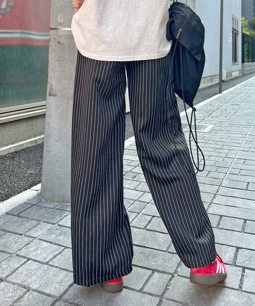 新色追加】レイヤード風ストライプパンツ（スラックス）｜ABYS